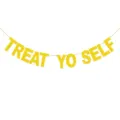 Gold glitter banner treat yo self party decoration hanging sign wedding celebration - DFQ537 TREAT YO SELF Glitter Garland
