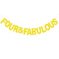 Gold glitter Four and Fabulous banner detail, perfect for 4th birthday party decoration. - DFQ531 FOUR & FABULOUS Glitter Garland