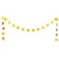 Gold glitter paper circle garland detail shot, perfect for wedding party decoration. - DFQ147 Gold Circle Garland (5cm Diameter, 2m, 25 Pieces)
