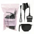 Hair dyeing tool set with bowl, brushes and whisk for professional home salon coloring use. - Solid Black / 5 Pieces/Pack