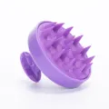 Purple silicone scalp massage brush, ergonomic handle, comfortable hair washing and hair care tool. - Purple