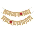 Banderole en toile de jute love is in bloom guirlande mariage fete decoration rustique - Lot de 2 Cordes