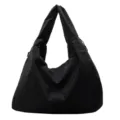 Casual μαύρη τσάντα ώμου από καμβά, μεγάλη μαλακή shopper τσάντα για καθημερινή χρήση. - Μαύρο