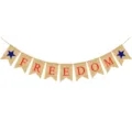 Burlap FREEDOM banner with blue stars, rustic swallowtail garland for party decor. - Star FREEDOM Swallowtail Banner (DFI017)