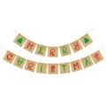 Rustic burlap Christmas banner MERRY CHRISTMAS bunting flags for holiday party hanging decor. - DFA105 Christmas Tree MERRY CHRISTMAS Square Pennant Banner