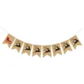 Christmas burlap banner with reindeer and sleigh print, perfect for holiday party decoration. - DFA15 Sleigh Reindeer Swallowtail Banner