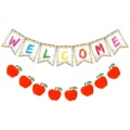 School welcome party banner colorful swallowtail flags and red apple garland decoration - Set 1 DFX19 Welcome Bunting + DFX13 Red Apple Garland