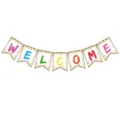 Colorful WELCOME swallowtail banner flag for school party and celebration decoration details. - DFX19 Colorful Polka Dot Welcome Swallowtail Bunting