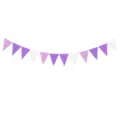Detailed view of purple and white triangular bunting flags for party and classroom decor. - Bunting Banner (DFO160) / Purple Series-2