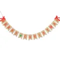 Burlap Christmas banner with red letters and tree, rustic holiday party hanging decoration. - DFA100 Bow Christmas Tree Merry Christmas Swallowtail Banner