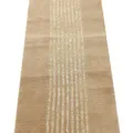 Vintage burlap table runner with sparkling gold glitter vertical stripes for wedding party decor - 30x108cm