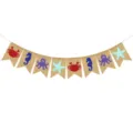 Ocean theme burlap banner with cute sea animals for kids room decor party hanging garland. - Marine Animal Swallowtail Banner Style (DFO75)