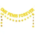 Gold glitter bachelorette party banner decoration with funny adult novelty hanging dot garlands detail. - Combination Garland Set