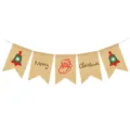Christmas burlap banner with Merry Christmas text and Santa design for holiday party decor. - Bell Santa Claus Style (DFA134)