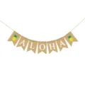 Hawaiian party burlap banner ALOHA pineapple jute swallowtail flag for summer luau decor - Aloha Pineapple Banner