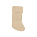Detail view of a plain imitation burlap Christmas stocking holiday decoration gift bag. - DFA214 Faux Linen Natural Color Christmas Stocking Gift Bag / Colorful