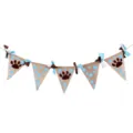 Dog cat party burlap banner cute paw print blue polka dots pet bunting decoration - Blue Pet Burlap Pennant Banner