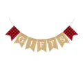 Bandera de yute con cuadros rojos y negros y letras blancas GIFTS para decoración de fiestas. - Banderín cola de golondrina de cuadros rojos y negros GIFTS DFC91