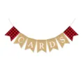 Bandera CARDS de arpillera rústica con banderines de cuadros rojos y negros para bodas. - Banderín cola de golondrina de cuadros rojos y negros CARDS DFC92
