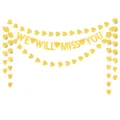 Gold glitter WE WILL MISS YOU letter banner and heart garland for party decoration supplies - Set: DFQ284 We Will Miss You Banner & DFQ31 4m Glitter Heart Banner