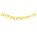 Gold glitter banner WE WILL MISS YOU heart bunting detail for wedding party decor. - DFQ284 We Will Miss You Glitter Heart Banner