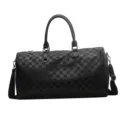 Large capacity travel duffel bag men waterproof weekend bag black checkerboard luggage bag - Black