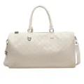 White checkerboard large travel duffel bag waterproof shoulder weekend overnight luggage bag - Off White