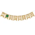 Burlap Spring Banner Hanging Garland St. Patricks Day Shamrock Hello Spring Party Decor - DFO83 Hello Clover Spring Fishtail Banner