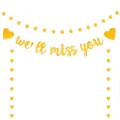 Gouden glitter afscheid banner detail met elegante hart slingers en letter decoraties. - Combinatie 1 (Banner Met Hartsnoeren) / Goud