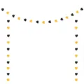 Zwarte en gouden glitter hartjesslinger voor feestdecoratie, verloving en pensioen. - Hart Slinger Snoeren / Goud/Zwart