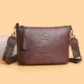 Borsa a tracolla marrone da donna in pelle PU con tracolla a motivo etnico casual - Viola