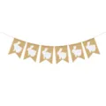 Easter burlap rabbit banner, rustic swallowtail hanging flag for spring party decor. - DFF52 6-Piece White Rabbit Swallowtail Banner