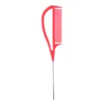 Professional hair highlighting comb with metal pintail for salon styling and coloring. - Pink