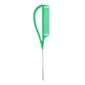 Green professional hair highlighting comb with metal pintail for salon styling details. - Green
