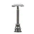 Classic double edge safety razor with metal stand chrome finish for men grooming tool - Silver
