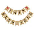 Gagliardetto con stendardo Last Flamingle in juta per feste addio al nubilato estive decorazioni - DFG05 Last Flamingle nero