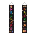 Back to school door banner decoration detail, colorful letters and school elements on black fabric. - Couplet