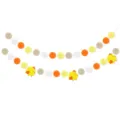 Easter felt ball garland banner with cute chicks, perfect for spring party home decoration. - Garland Combination Set