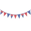 Patriotic American flag bunting garland detail, perfect for 4th of July party decor. - DFI036 Stars and Stripes Pennant Banner