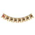 Christmas burlap banner with reindeer and sleigh silhouettes, perfect for holiday party decor. - DFA15 Sleigh Reindeer Swallowtail Banner