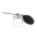 Friseur Puder Spray Flasche mit Glasbehälter und schwarzer Gummipumpe für Haarfasern Styling - Silber
