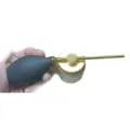 Friseur Talkspruhdflasche mit grauem Gummiball und Goldmetallduse fur Haarfaserpuder. - Gold