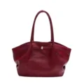 Rote Leder-Shopper Tasche für Damen, große Kapazität minimalistische Retro Schultertasche. - Rot