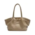 Klassische Leder Shopper Handtasche für Damen, stilvolle grosse Schultertasche Alltag. - Khaki
