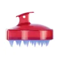Cepillo masajeador de cuero cabelludo de silicona roja, herramienta de champú ergonómica. - Estilo de Cristal / Rojo