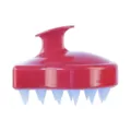 Rote Silikon Kopfmassagebürste mit weichen Borsten zur Haarwäsche und Tiefenreinigung. - Solid Glitzer Stil / Rot