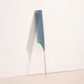 Blu pettine a coda parrucchiere in plastica, pettine per meches con punta metallica pro. - Grigio scuro