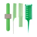 Green hair styling comb set with magnetic wristband rat tail comb salon haircut tools - Green 4-Piece Set