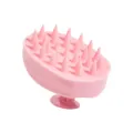 Pink silicone scalp massage brush for hair washing, round anti-dandruff shampoo comb variant. - Pink