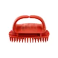 Red silicone scalp massage brush, portable hair washing shampoo brush for daily head cleaning. - Red